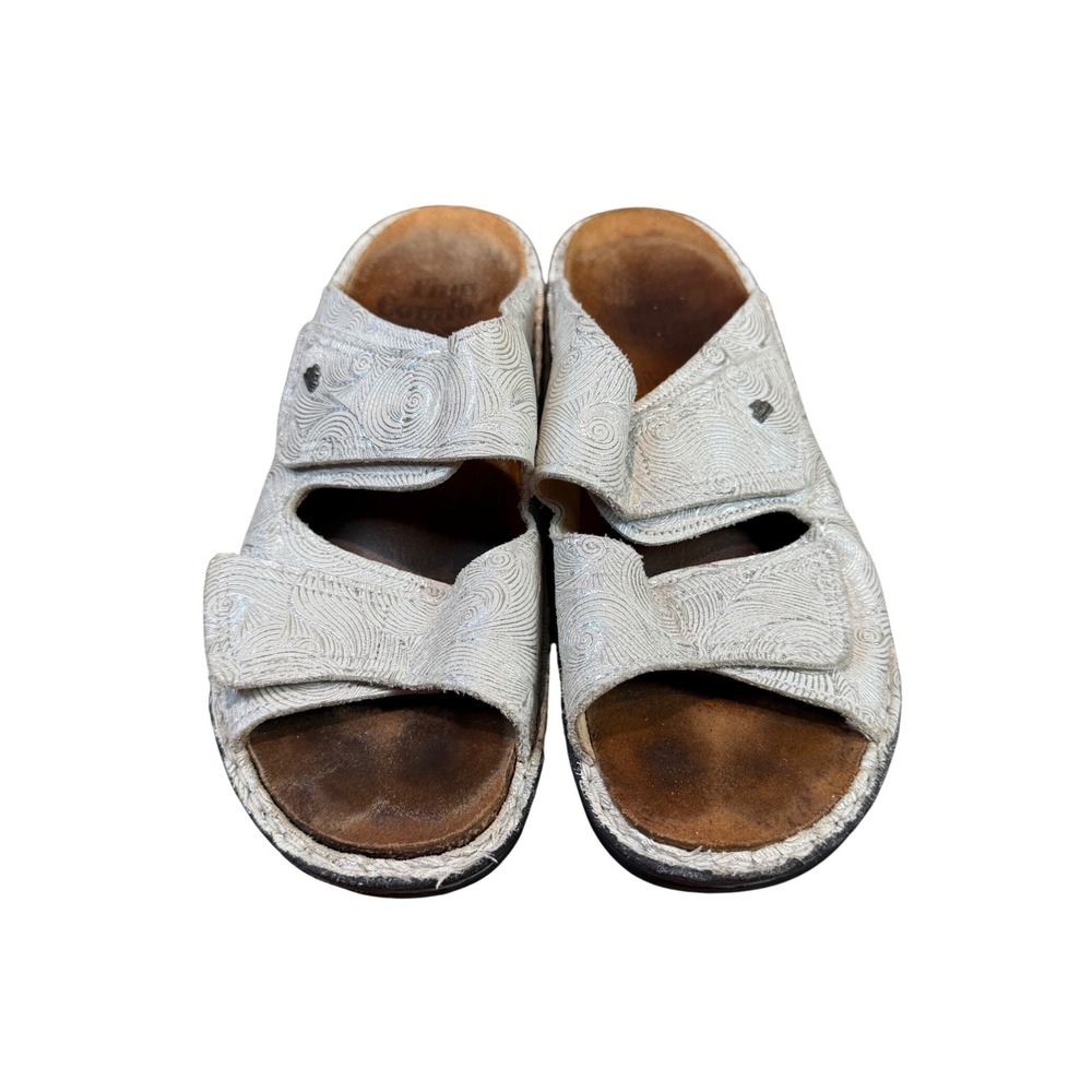 Finn Comfort Jamaika Sandals Slide Adjustable Strap White Silverโ Size 41 US 10